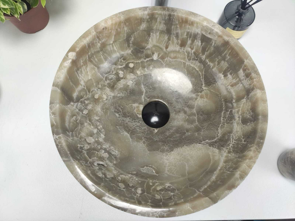Раковина из оникса Bowl Grey Small TinLip BO-61064 40*40*15