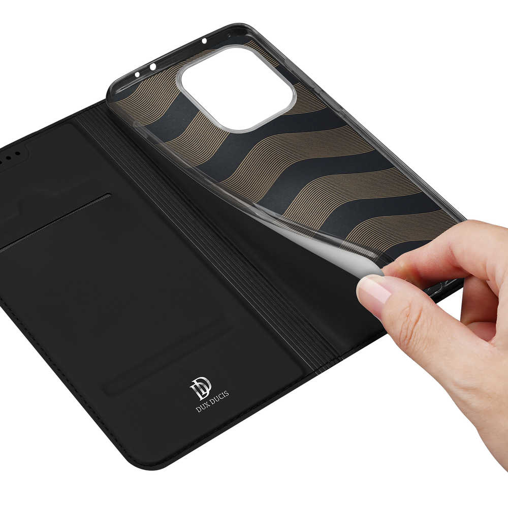 Чехол книжка из кожи черного цвета для OnePlus Nord 6, серия Skin Pro Series от Dux Ducis