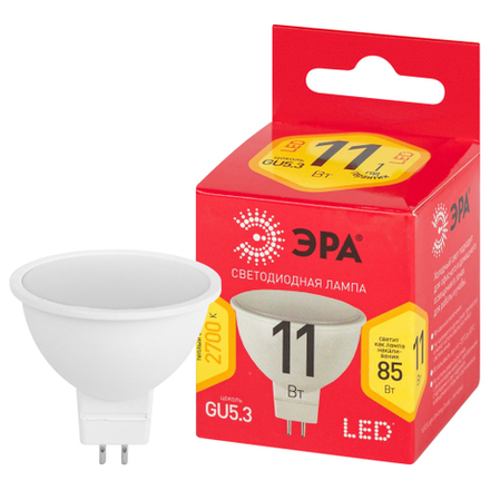 Лампочка светодиодная ЭРА RED LINE LED MR16-11W-827-GU5.3 R GU5.3 11 Вт софит теплый белый свет