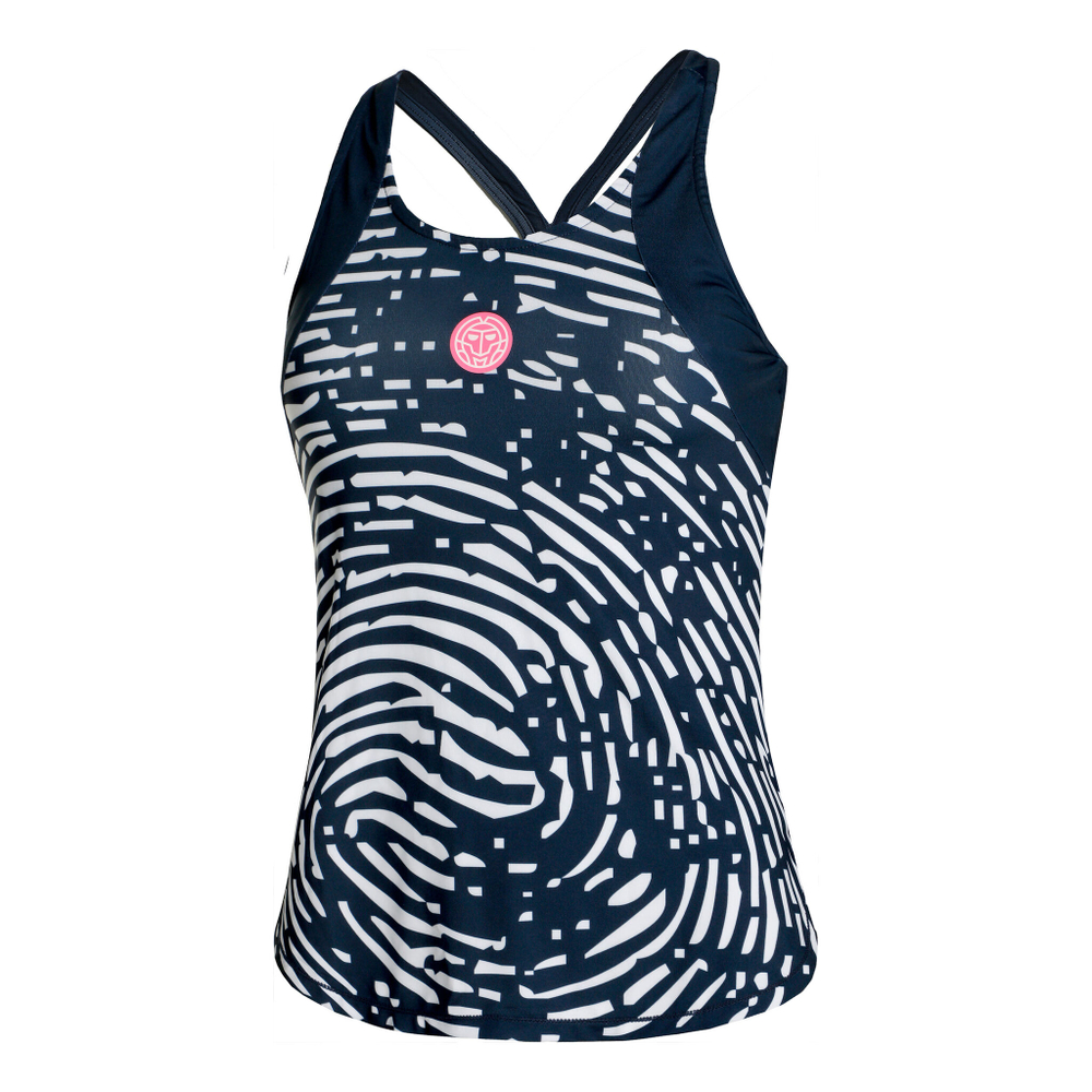 Женская теннисная майка BIDI BADU Fingerprint Tank Top Women - Dark Blue, White
