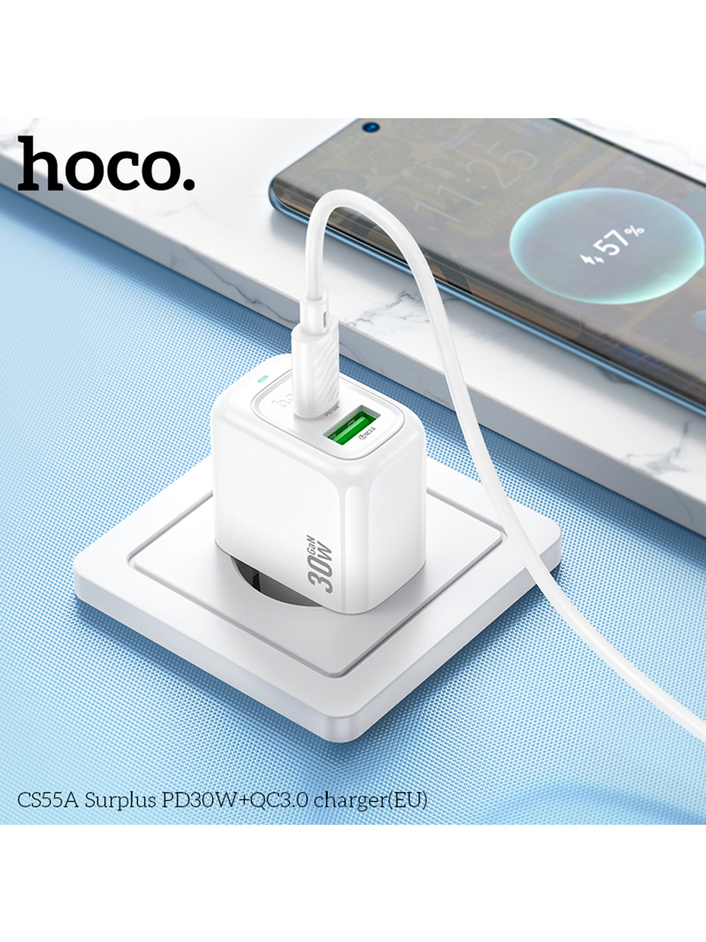 Сетевое зарядное устройство HOCO CS55A USB-C USB-A 30W