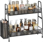 Этажерка настольная хозяйственная универсальная с боковым карманом «ФАНАДЕРО», цвет черный, 41*17*33см