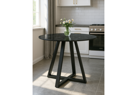 Стол стеклянный Woodville Норфолк 100 черный мрамор, черный