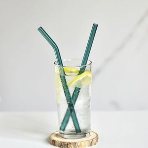 Трубочка стеклянная изогнутая изумрудная