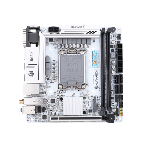 УЦЕНКА_Материнская плата HUANANZHI B660M-ITX, Socket1700, Mini-ITX, Retail, 2xDDR4, PCIe5.0, 1xM.2, 2.5GLAN, M.2 WiFi, 4xUSB2, 6xUSB3, VGA, 2xHDMI, DP (RMA_HNZ-B660M-ITX) {следы монтажа}