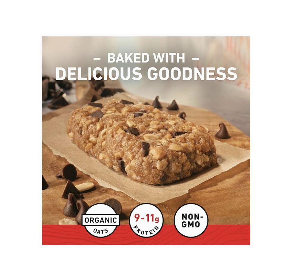 Clif Bar -Протеиновые батончики с  шоколадной крошкой — Сделано из органического овса — 10 г белка — Не содержит ГМО — На растительной основе — Энергетические батончики — 12 штук в упаковке