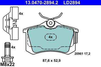 ATE - 13047028942-ATE - Brake Pad Set, disc brake