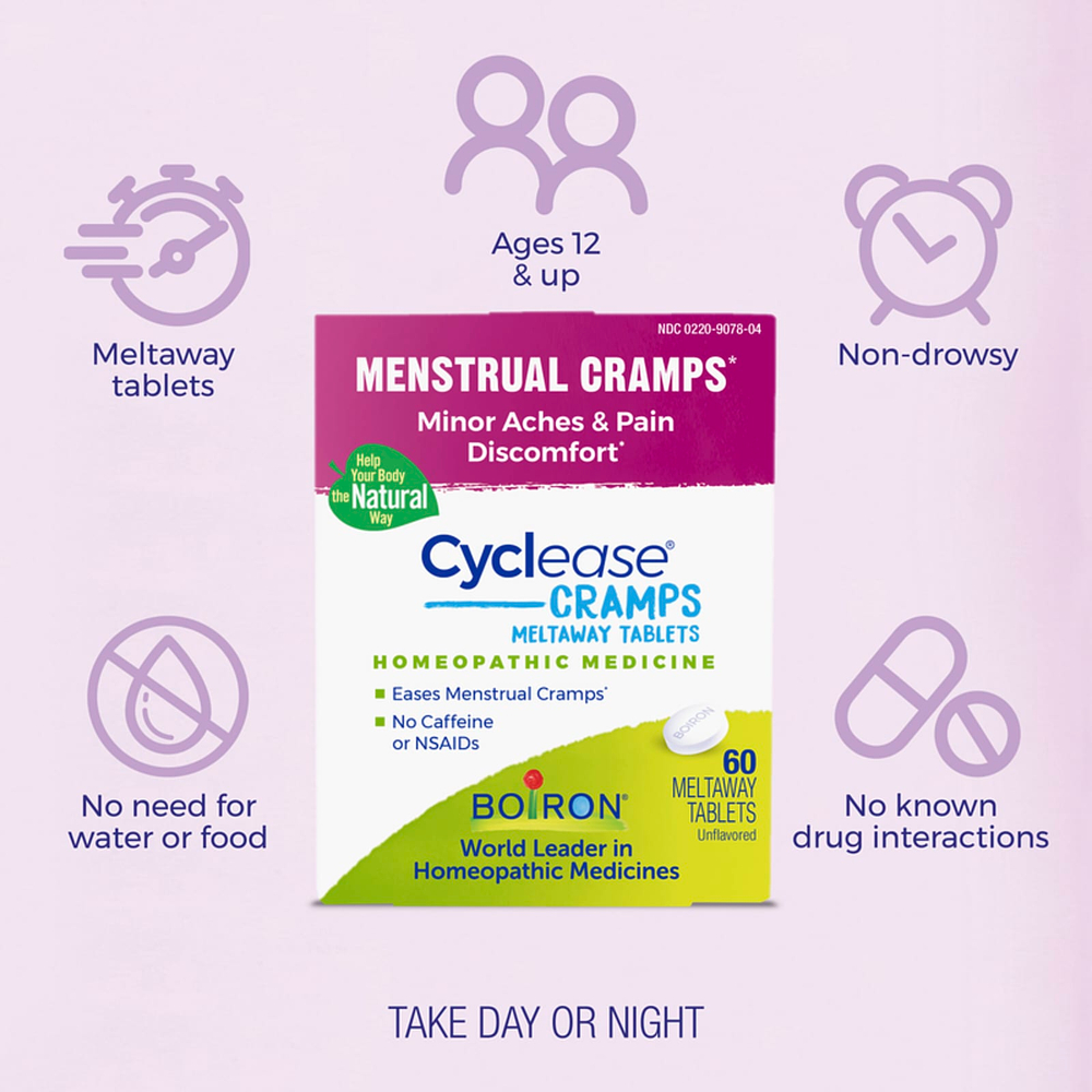 Boiron, Cyclease Cramps, таблетки для рассасывания, с нейтральным вкусом, 60 таблеток для рассасывания