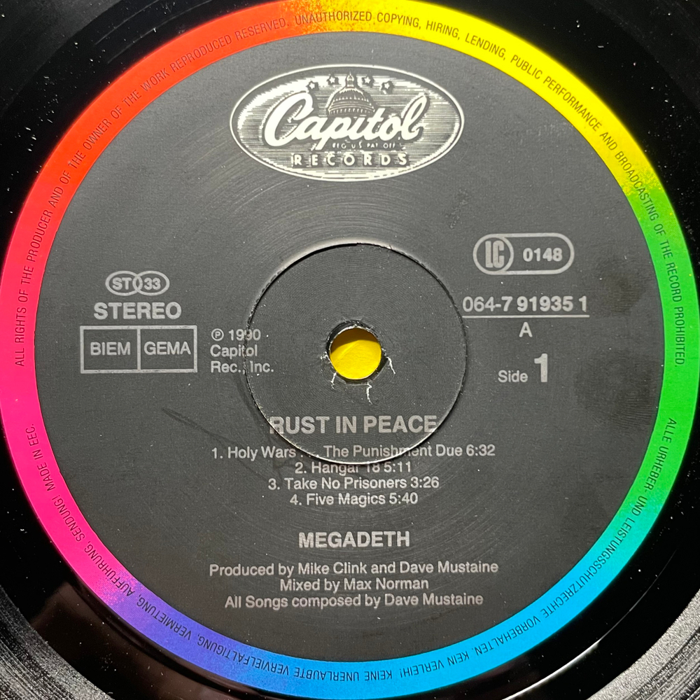 Megadeth ‎– Rust In Peace (Европа 1990г.)
