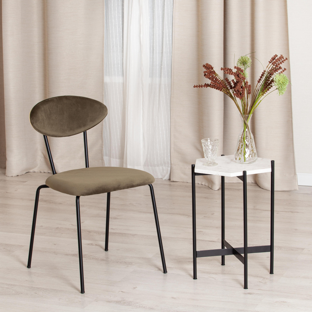 Столик кофейный Secret De Maison FENDY ( mod. 11980 ) алюминиевый сплав/мрамор, 38*38*53 см, античная медь