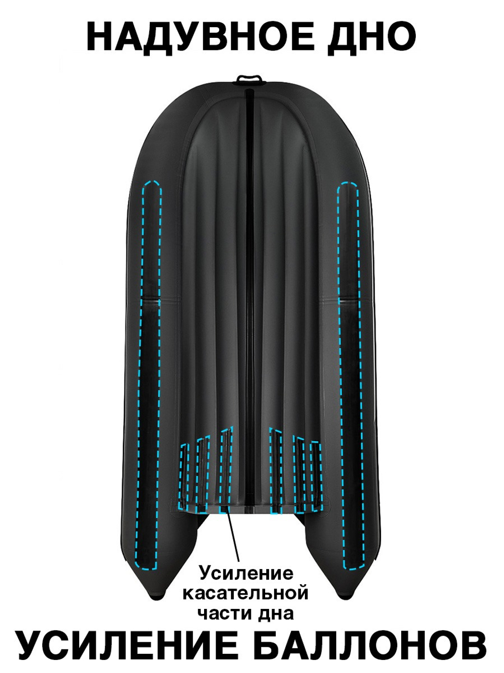 Ривьера 3200 НДНД компакт УСИЛЕННАЯ серый-черный (Лодка пвх под мотор)