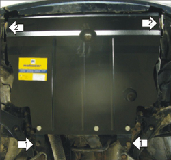 Защита картера Двигателя, КПП. 2 мм, Сталь. для Nissan R Nessa 1997-2001 MOTODOR.01412