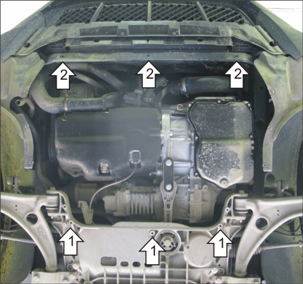 Усиленная защита Motodor картера двигателя, кпп. 3 мм, сталь. для Volkswagen Tiguan 2007-2011,Volkswagen Tiguan 2011-2016 арт.12705