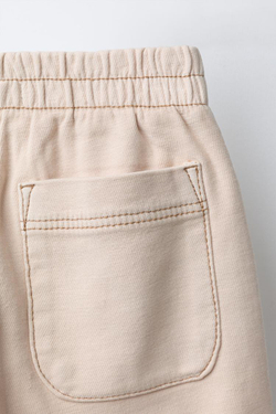 ZARA БРЮКИ BAGGY ЭЛАСТИЧНЫЕ СО СТРОЧКОЙ, ЭКРЮ