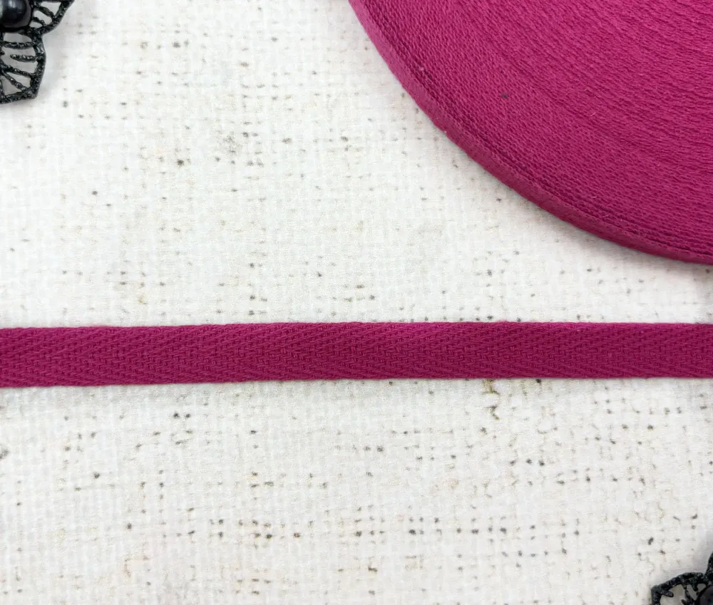 Лента киперная, хлопок, ш. 1 см, фуксия