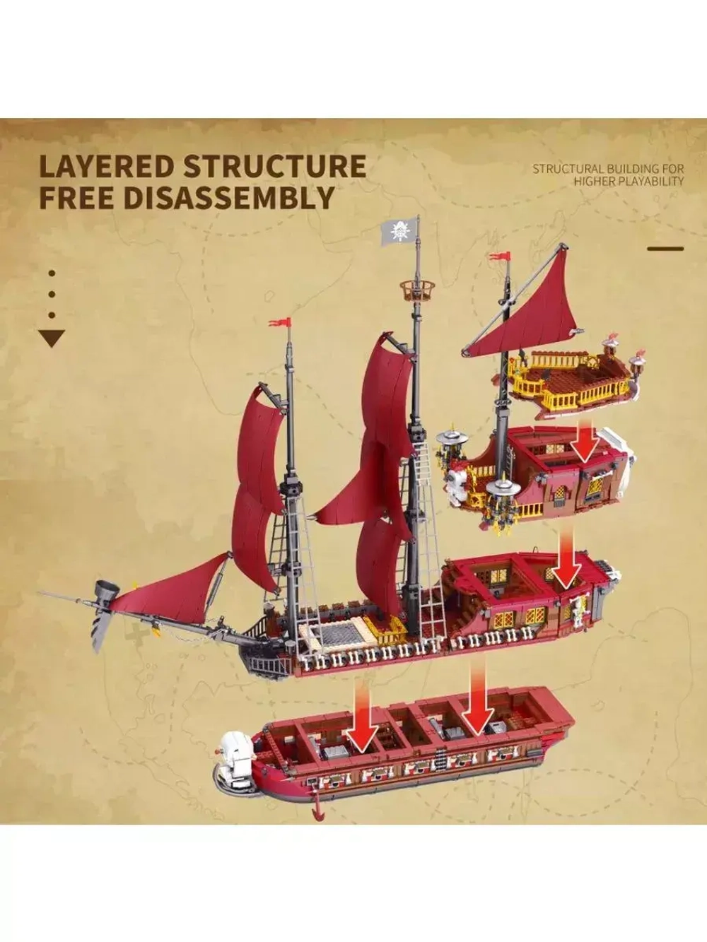 Конструктор Корабль Месть Королевы Анны 3066 деталей