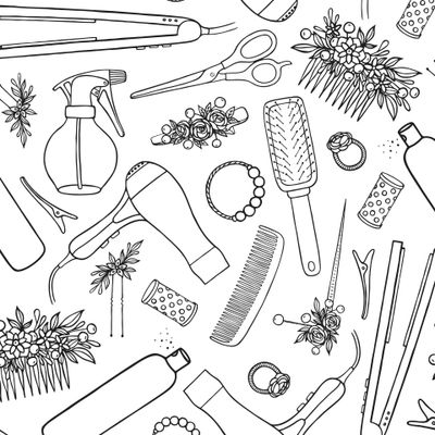 ПАРИКМАХЕРСКИЙ ИНВЕНТАРЬ НА БЕЛОМ ФОНЕ