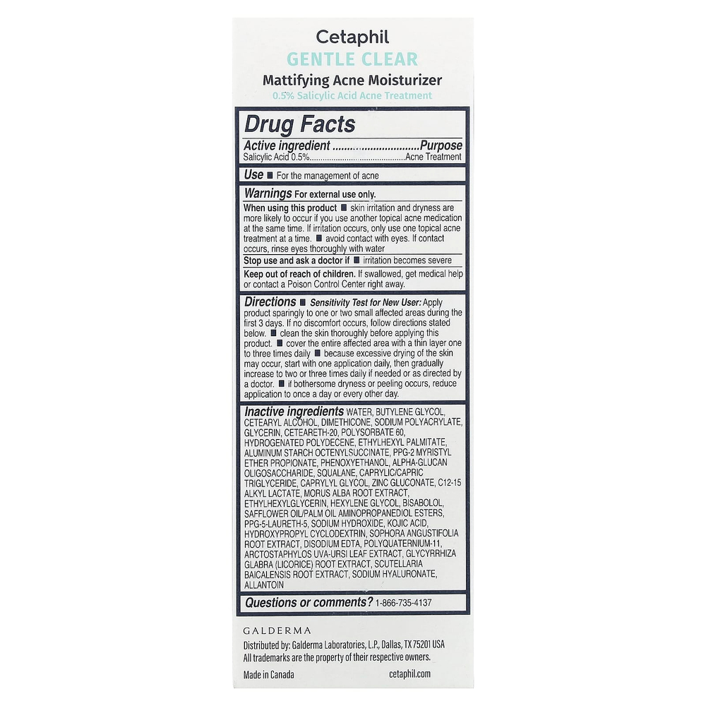 Cetaphil, матирующий увлажняющий крем от акне, 89 мл (3 жидк. унции)