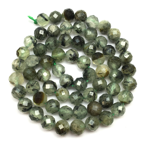 Пренит 6 мм, граненые бусины - шарики