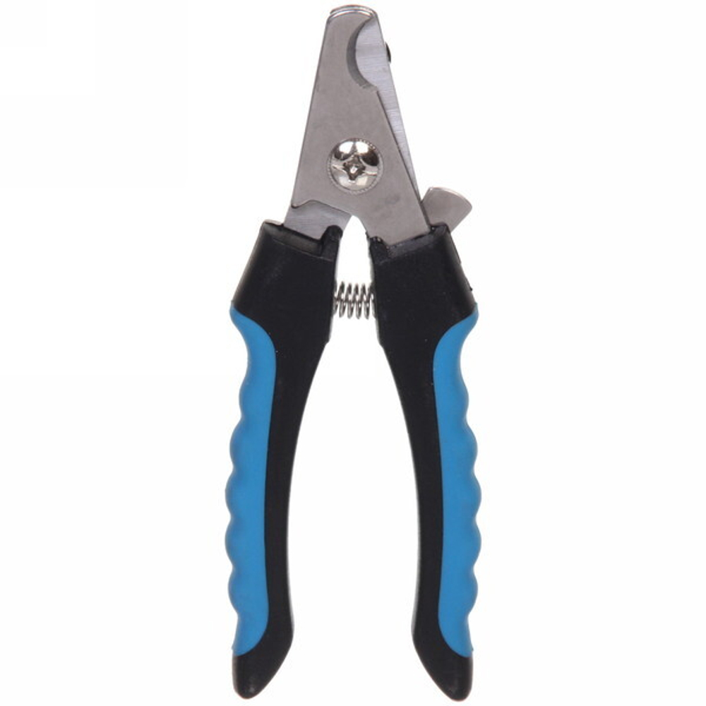 Когтерез для животных «ЗООУЛЬТРА», пружинный механизм, ручки прорезиненные - волна, цвет чёрный / голубой, 16см