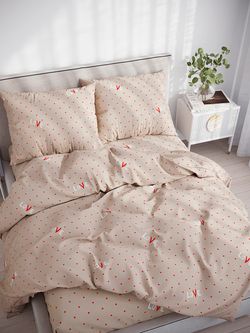 Постельное белье перкаль Сказка "Лав" евро Наволочка 50х70 см 2 шт Простынь на резинке 180x200 см Пододеяльник 200x215 см