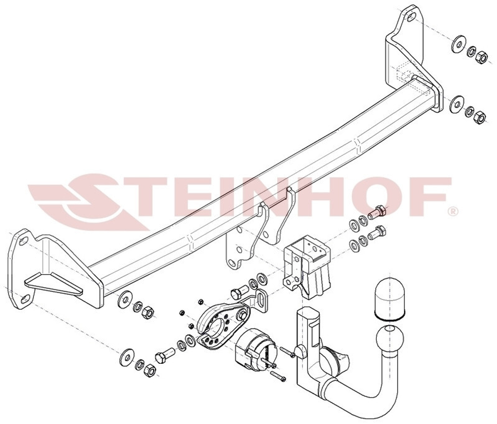 Фаркоп Steinhof M-285 для Mini Cooper Countryman 2WD F60 2017-, Cooper Clubman 2WD F54 2015-(паспорт и сертификат в комплекте)(без электрики)