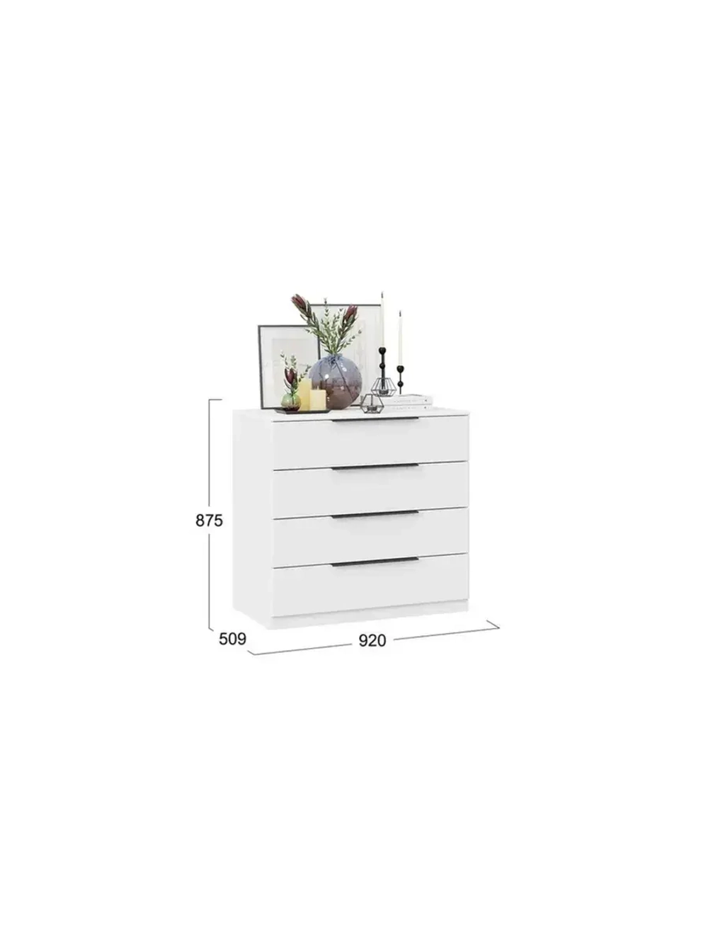 Комод для одежды Белый глянец 4 ящика 92х51х87 см