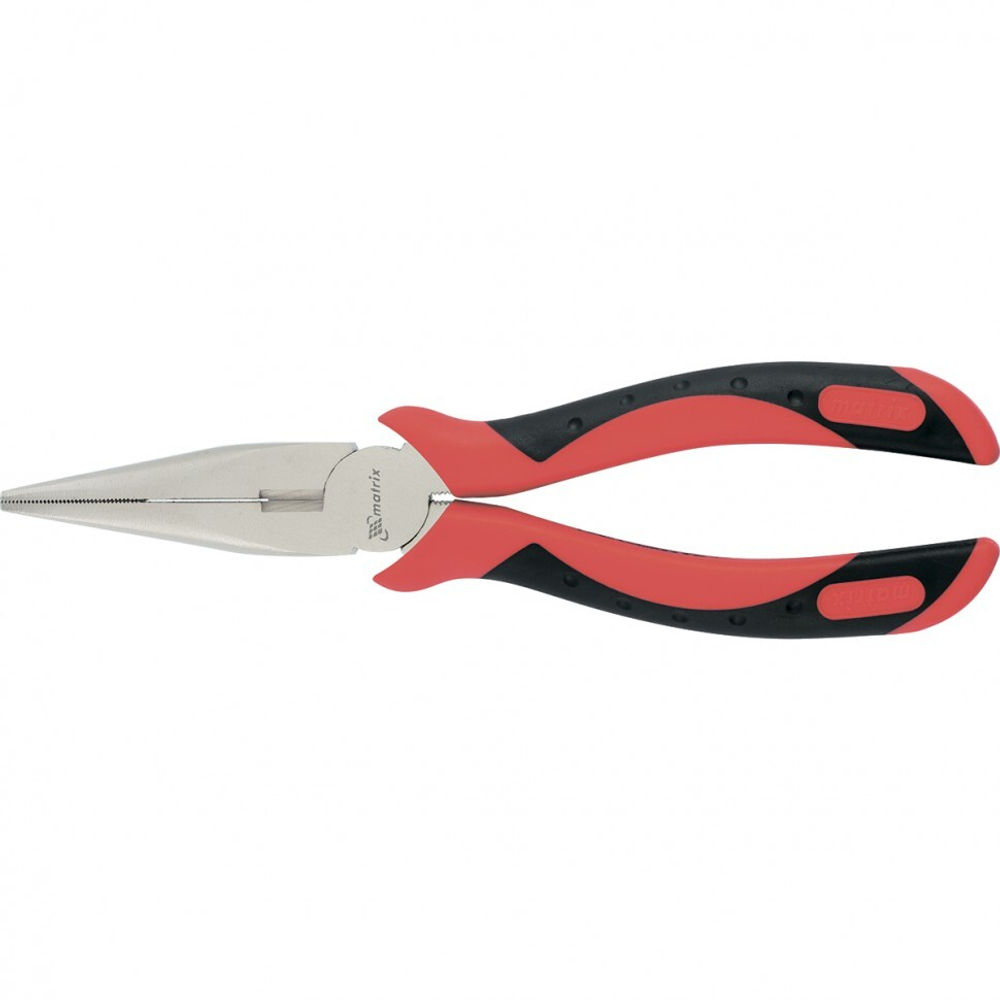 Длинногубцы прямые Grand, 200 мм, никелированные, двухкомпонентные рукоятки Matrix