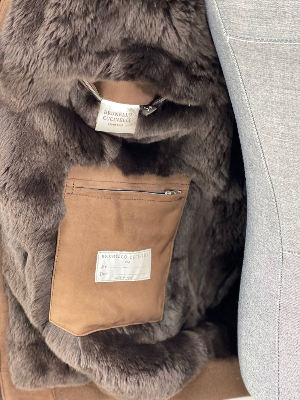 Кашемировая куртка Brunello Cucinelli внутри с мехом