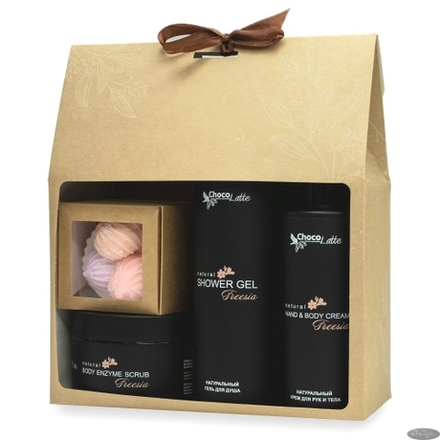 Набор подарочный FREESIA (гель для душа, крем для рук и тела, скраб, мыл. ассорти), ТМ ChocoLatte