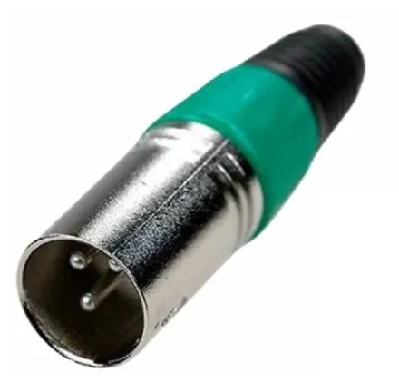 Акустический разъём XLR, 3-х контактный, "папа" (зелёный)