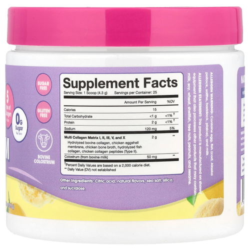 Obvi, Collagen Colostrum, лимонный сорбет, 107,5 г (3,8 унции)
