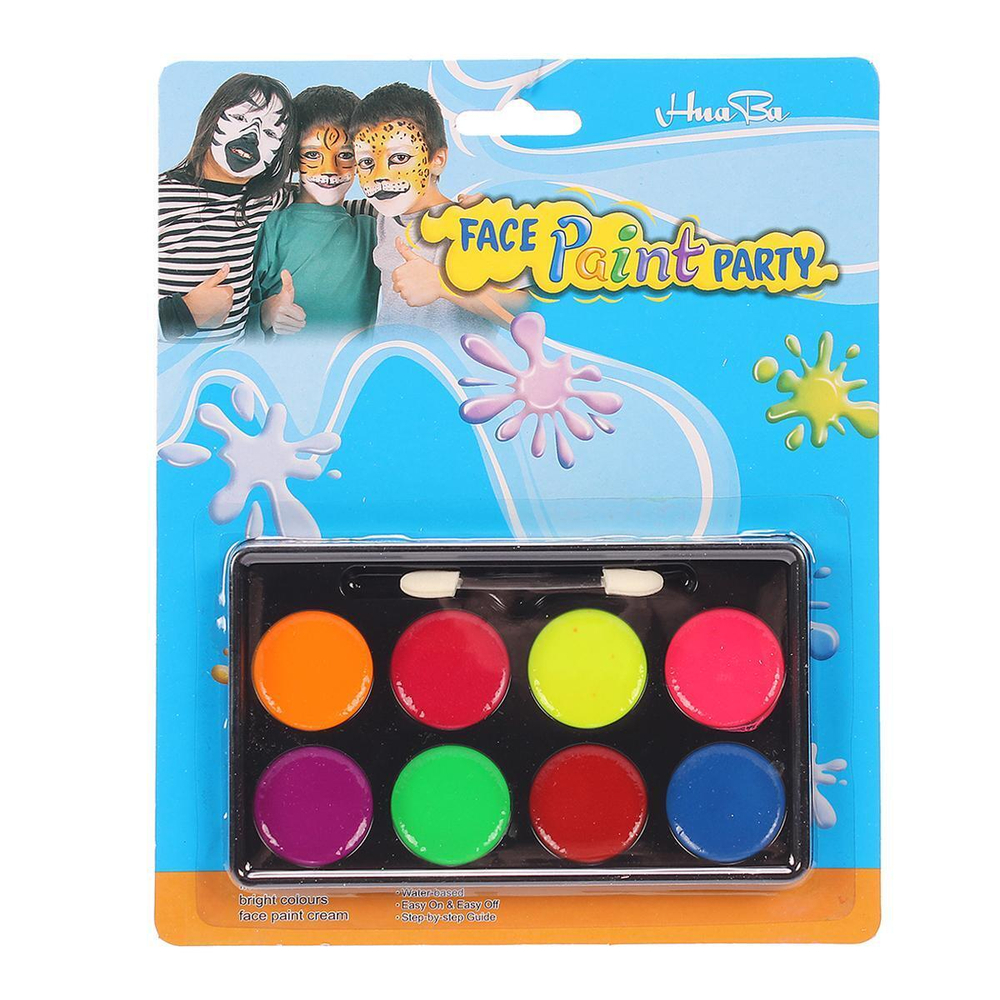 Набор неоновых красок для грима, 8 цветов, на блистере, С-40241