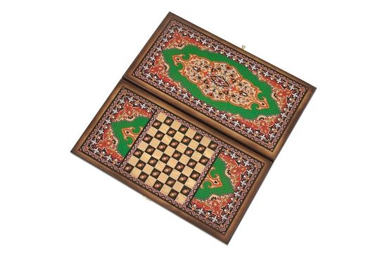 Нарды + Шашки Сирия Зеленые малые (Россия, дерево, 40 см), Partida