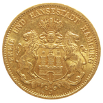 20 марок 1878 Германия-Гамбург XF Золото