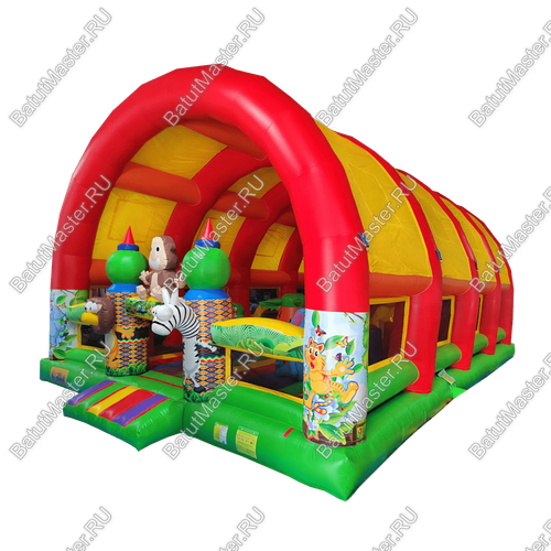 Коммерческий надувной батут "Зверята с крышей" 12*8*6 м