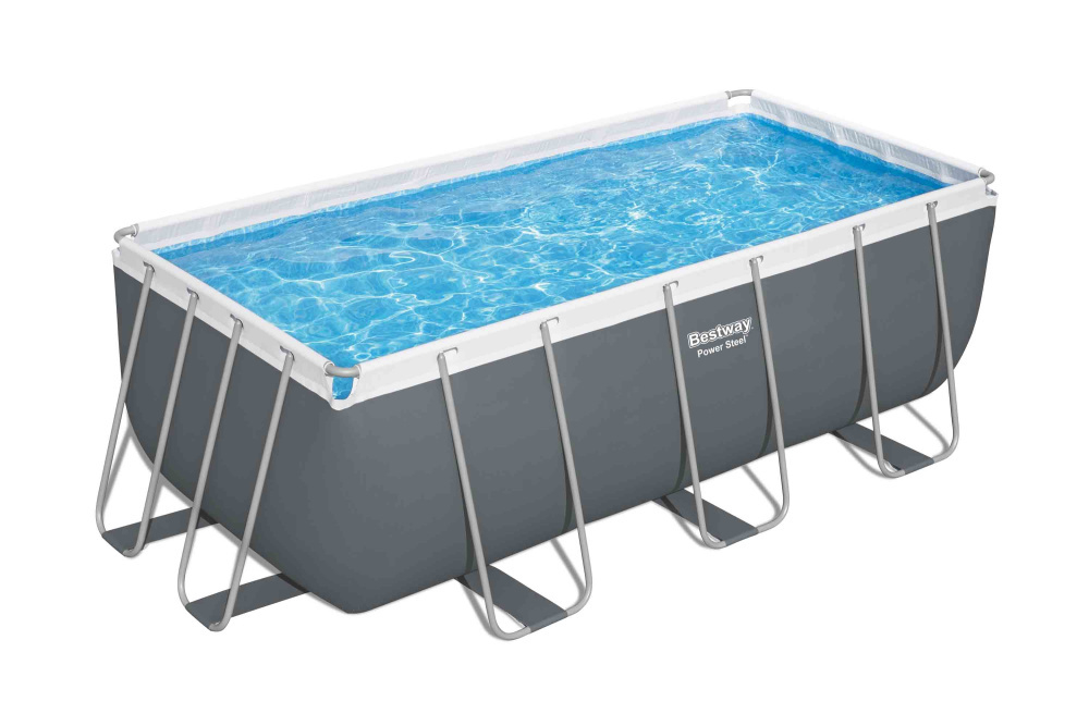 Каркасный прямоугольный бассейн Bestway 412х201х122 см + песочный ф/насос 3028 л/ч, лестница (56457 BW)