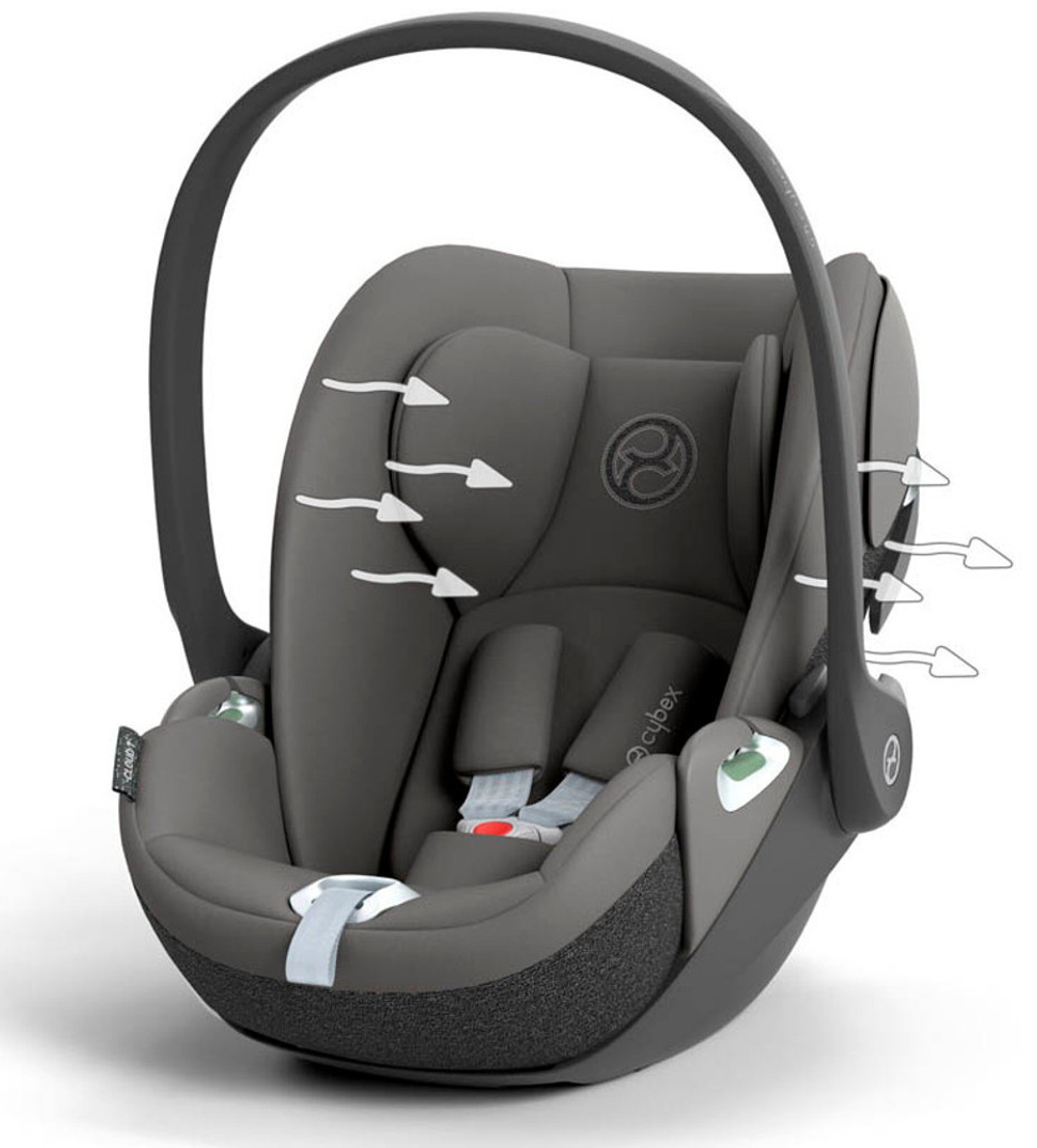 Коляска Cybex Coya Matt Black Frame Cloud T i-Size Mirage Grey Plus Leaf Green с дождевиком и бампером