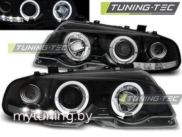 Передние фары Bmw 3 E46 angel eyes black
