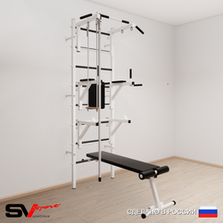 Шведская стенка Sv Sport усиленная 696 (Турник стандарт/Брусья/Стойка/Скамья/Канат/Трапеция)