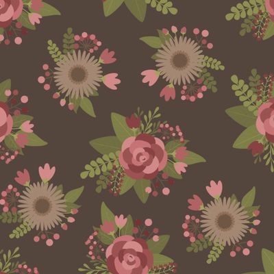 Стилизованные букеты цветов на тёмном фоне