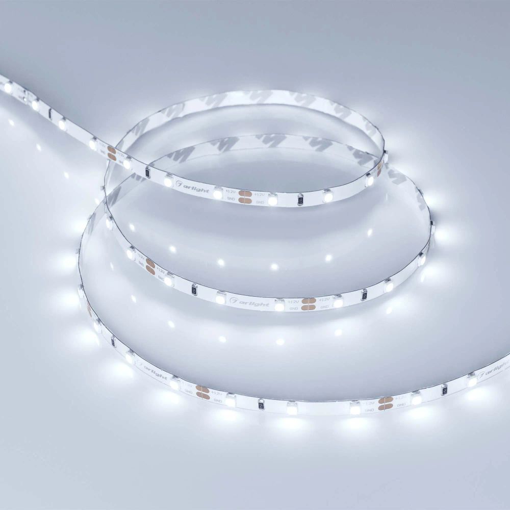 Светодиодная лента RT-A60-5mm 12V Cool 8K (4.8 W/m, IP20, 2835, 5m) (Arlight, узкая) 028610(2)