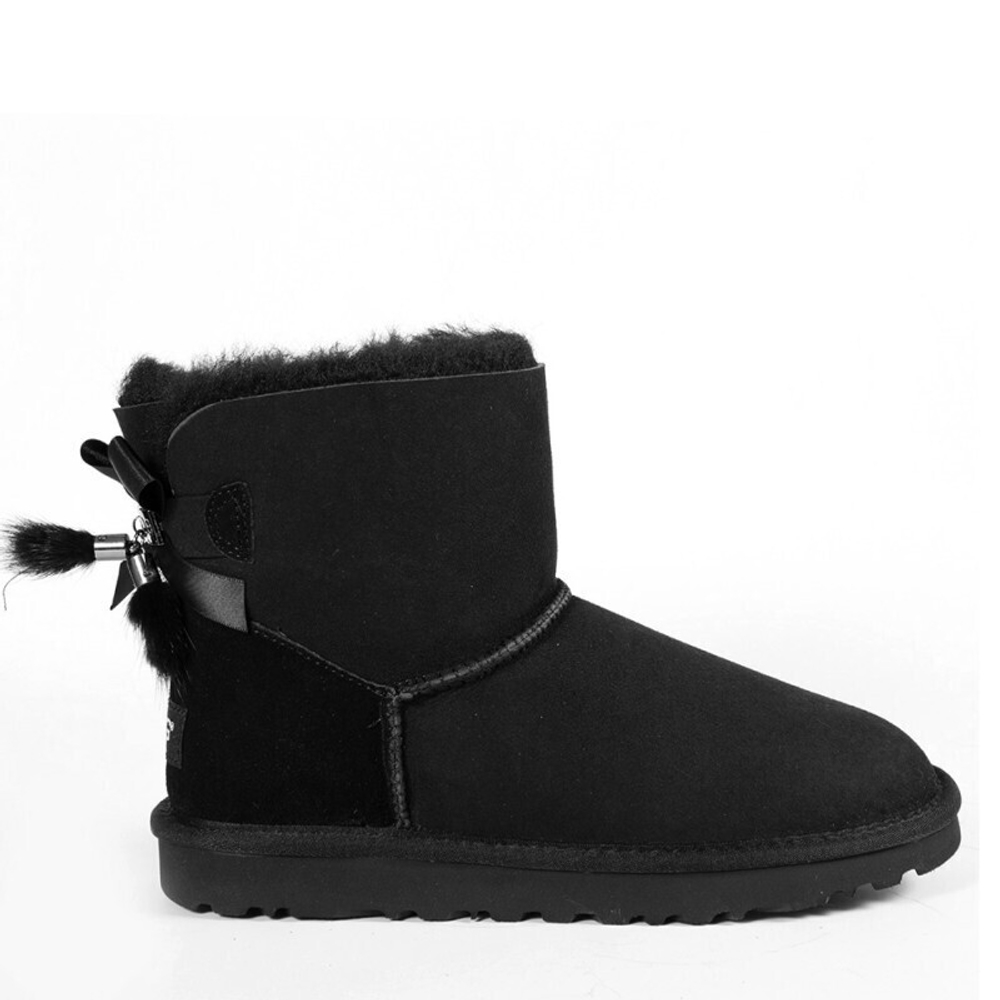 Угги Mini Bailey Bow Fur Brush Boot Black