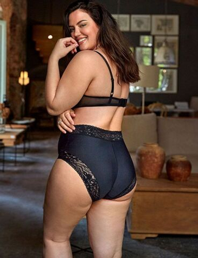 Трусики-слипы с высокой линией талии Soft lace (Размер: XXL) (Цвет: черный)