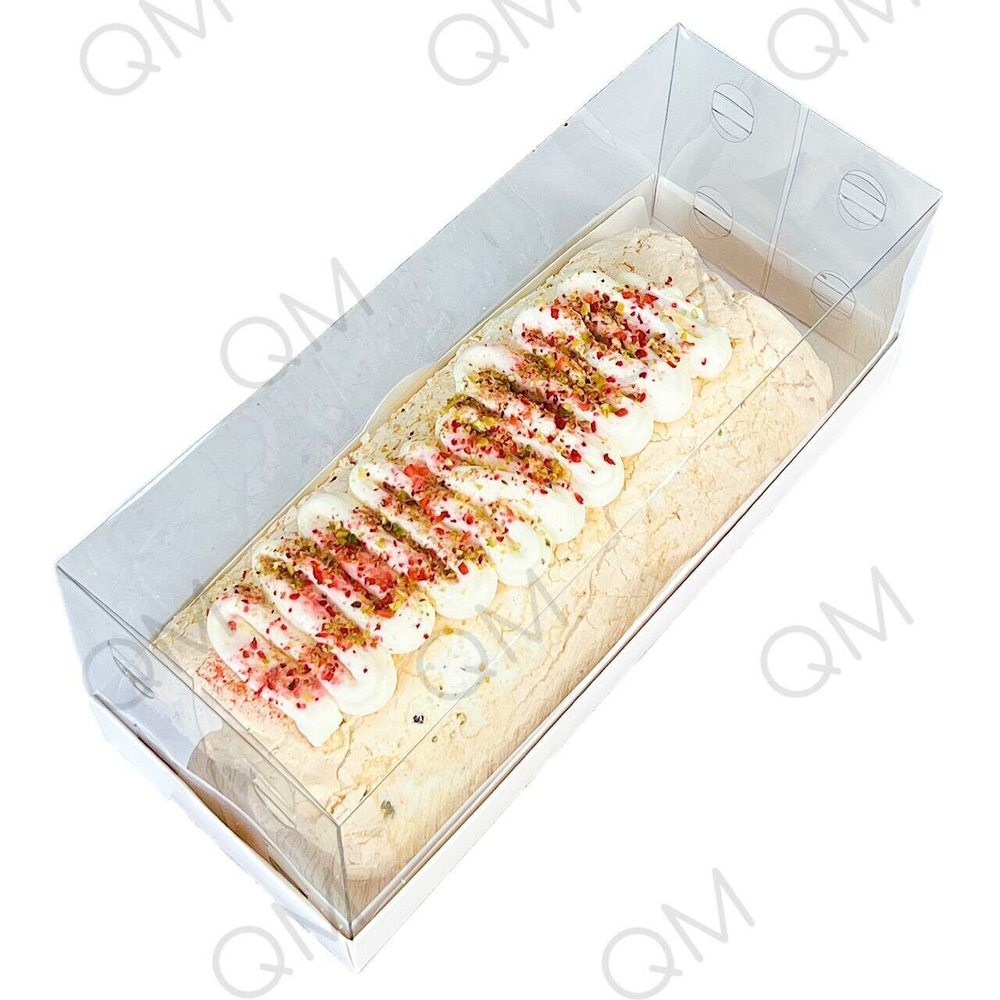 Коробка для рулета ПРЕМИУМ с пластиковой крышкой 350х120х120 мм (белая), 50шт