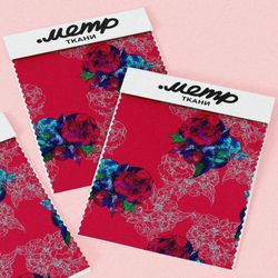 Ткань мембрана красно-синие цветы