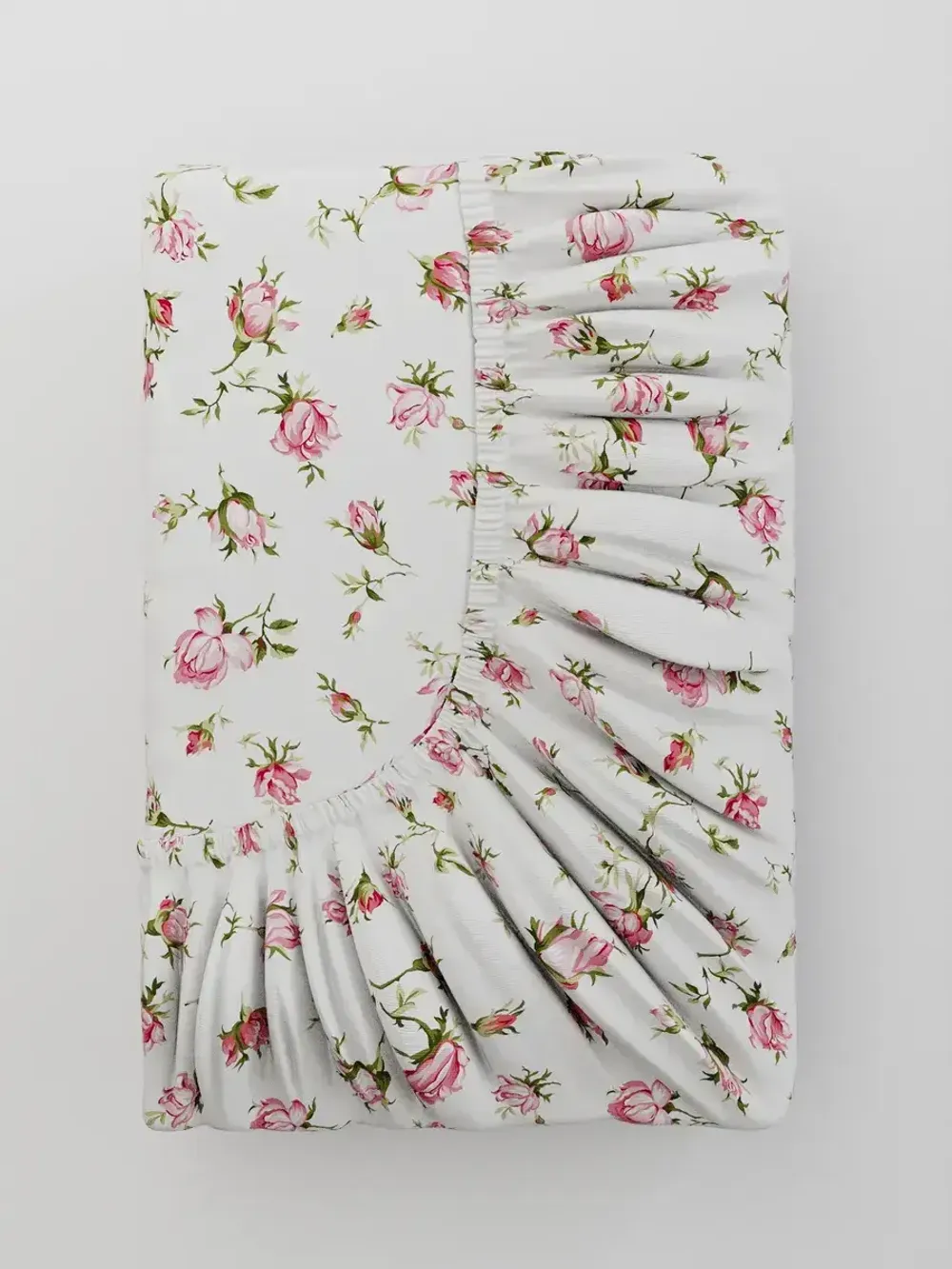 Постельное белье Полисатин Мечта "Бутоны роз" семейное Наволочка 50х70 см 2 шт Простынь на резинке 160x200 см Пододеяльник 145x215 см 2шт