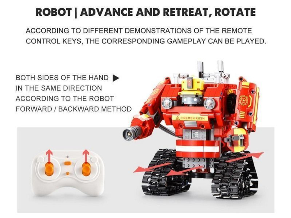 Пожарный робот-трансформер, Конструктор радиоуправляемый CADA 2 в 1, 538 элементов