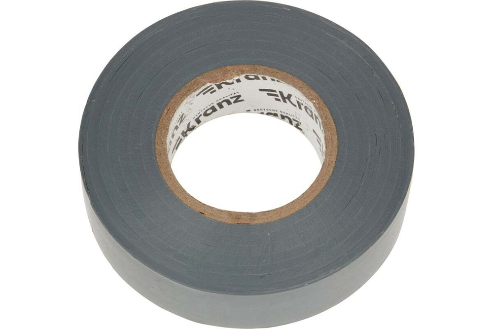 Профессиональная изолента ПВХ KRANZ 0,18х19 мм, 20 м, серая KR-09-2808