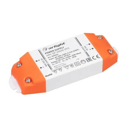 Блок питания ARV-SP-24020-PFC (24V, 0.83A, 20W) (Arlight, IP20 Пластик, 5 лет) 039233